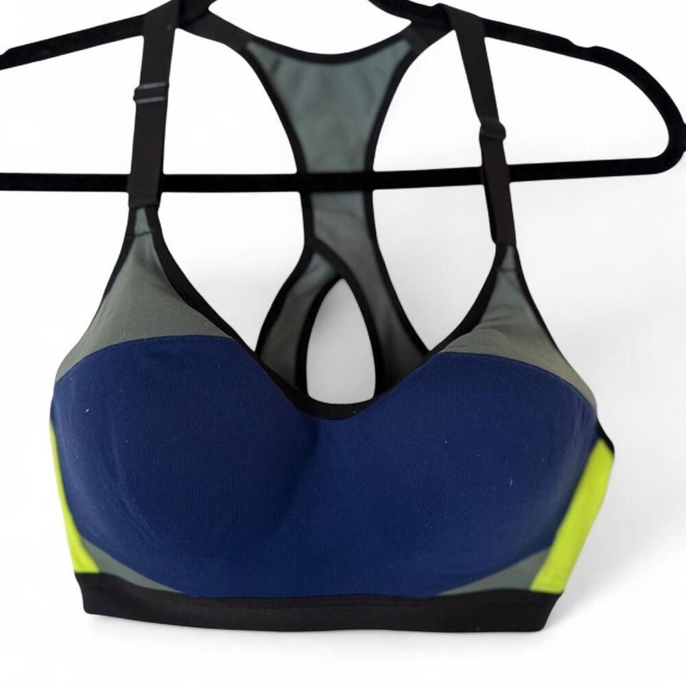 Victoria Secret Incredible Sports Bra Size 34C Active wear Blue Green Neon
